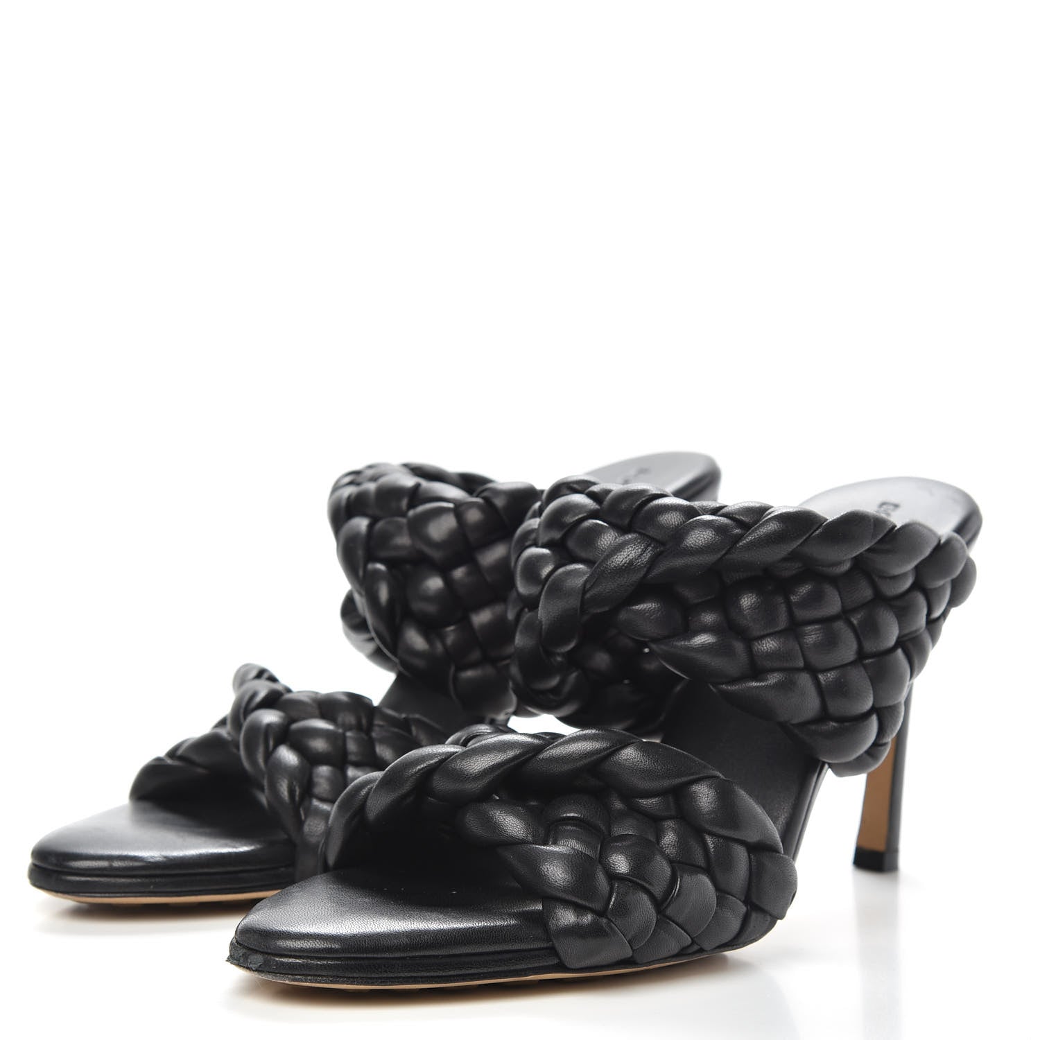 Bottega Veneta Nappa Twisted Padded Intrecciato Curve Slide Sandals 38.5 Black 3 of 8