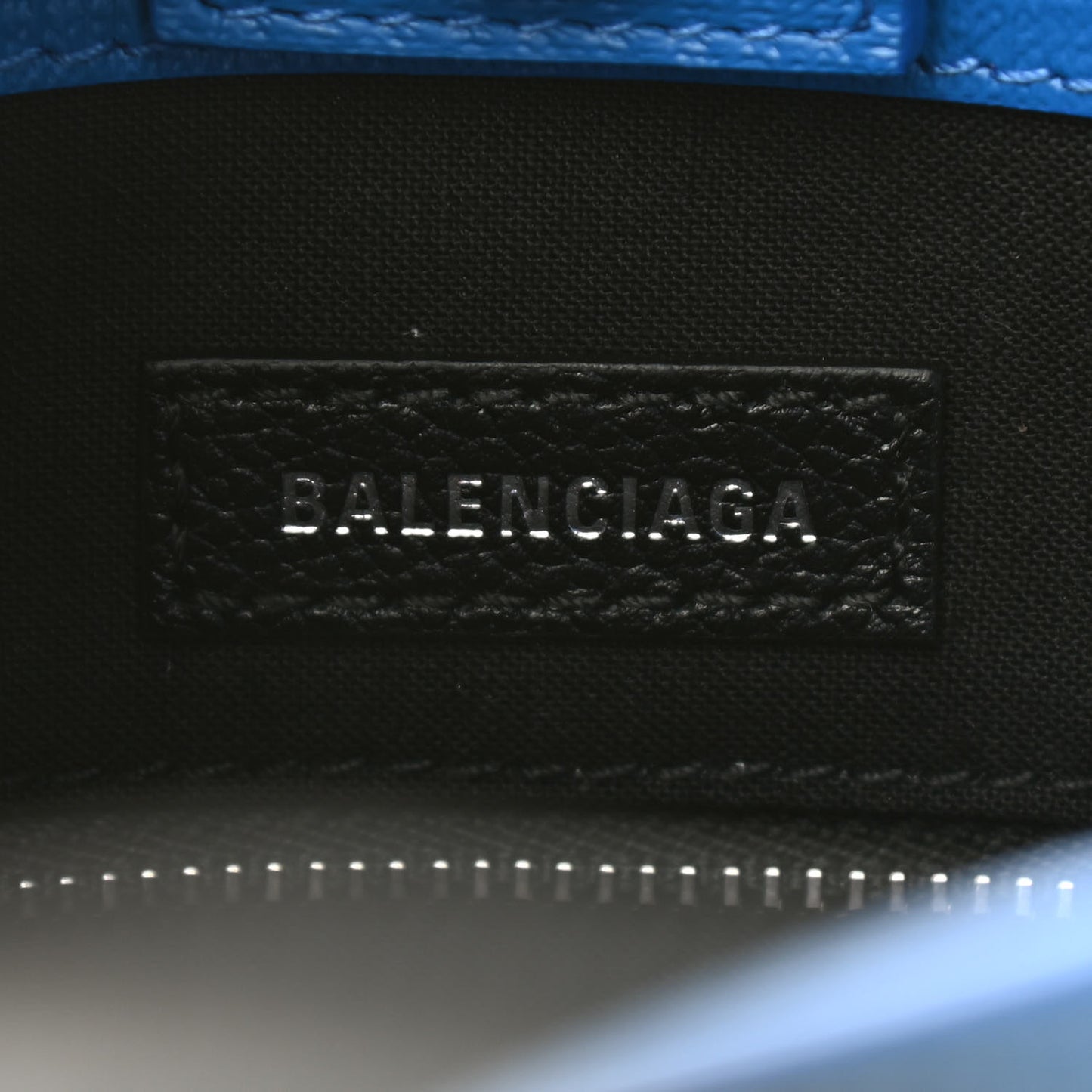 Squared Calfskin Logo North South Shopper Tote XXS Bleu