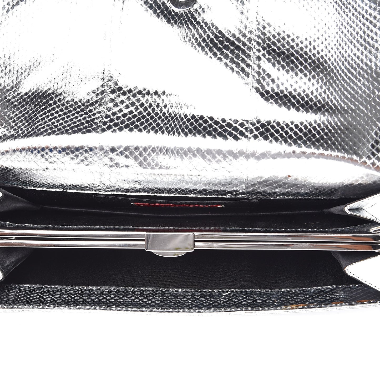 Metallic Python Crystal Clutch Silver
