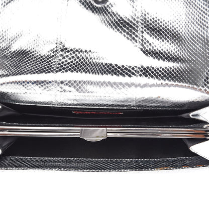 Valentino Garavani Metallic Python Crystal Clutch Silver 6 of 7