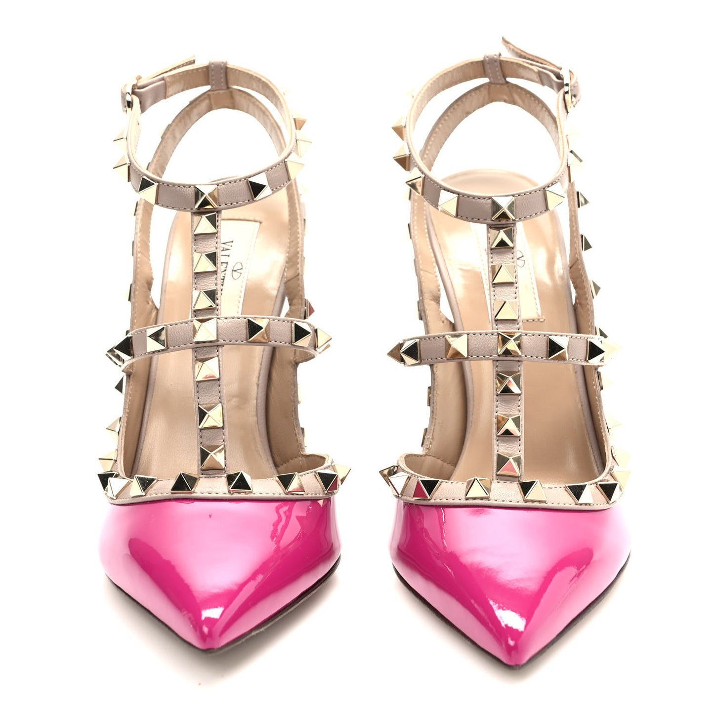Patent Nappa Rockstud Ankle Strap 100mm Pumps 37.5 Rose Violet Poudre