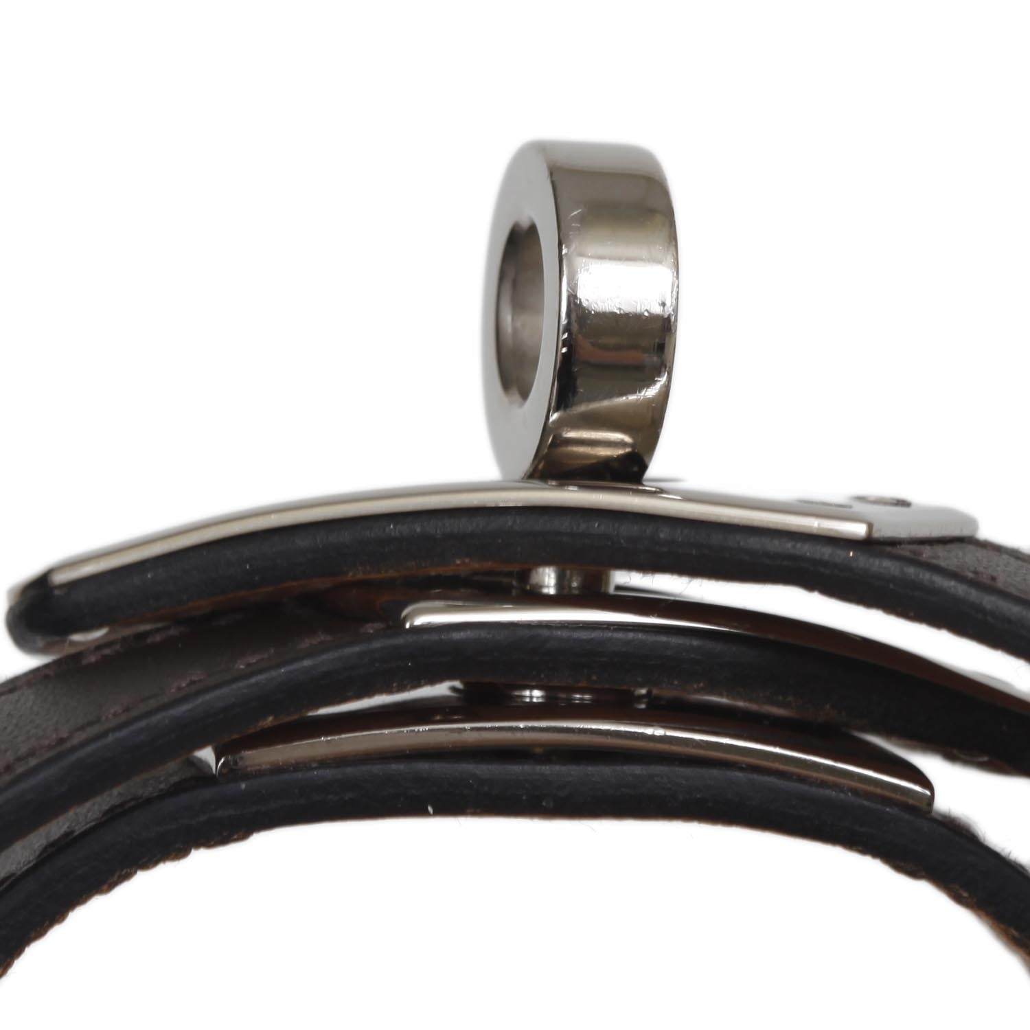 Hermes Chamonix Leather Kelly Double Tour Bracelet Chocolate 5 of 6