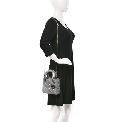 Christian Dior Lambskin Cannage Mini Lady Dior Gray Opaline 2 of 10