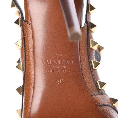 Valentino Garavani Pebbled Calfskin Rockstud Ankle Strap 100mm Pumps 40 Cuoio 6 of 9