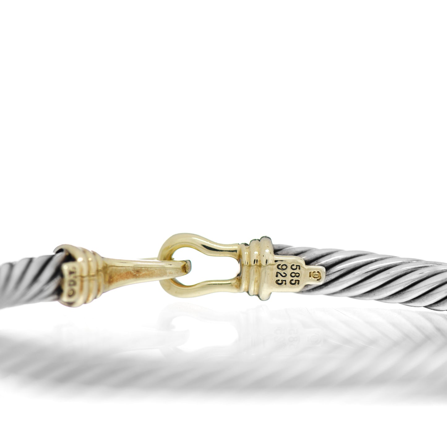 Sterling Silver 14K Yellow Gold 5mm Cable Classic Buckle Bracelet