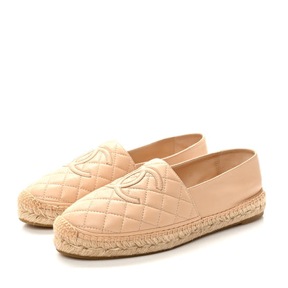 Chanel Lambskin Quilted CC Espadrilles 39 Beige 3 of 8