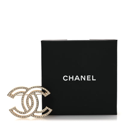 Chanel Metal Crystal CC Brooch Gold 4 of 4