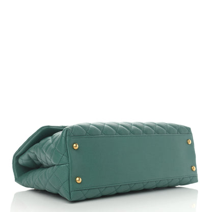 Chanel Caviar Quilted Medium Coco Handle Flap Green 3 of 9