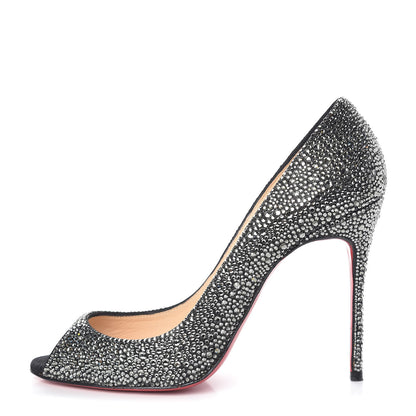 Christian Louboutin Suede Crystal Sexy Strass 100 Peep Toe Pumps 40 Black Diamond 1 of 14
