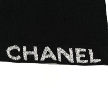 Chanel Wool Cashmere CC Logo Scarf Black 3 of 5