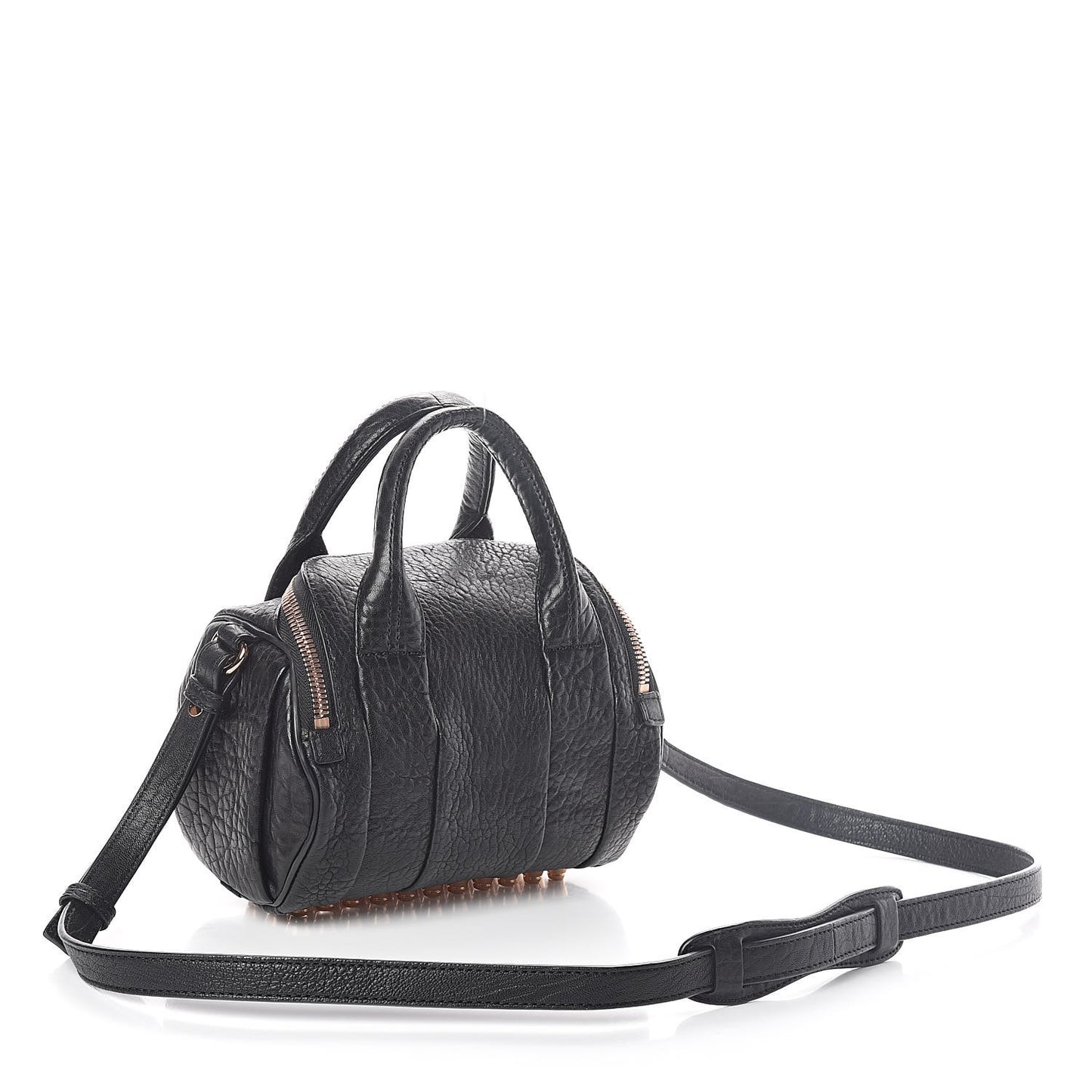 Pebbled Lambskin Mini Rockie Black Rose Gold Hardware