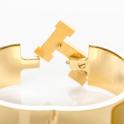 Hermes Enamel Wide Clic Clac H Bracelet PM Jaune Soleil 4 of 5