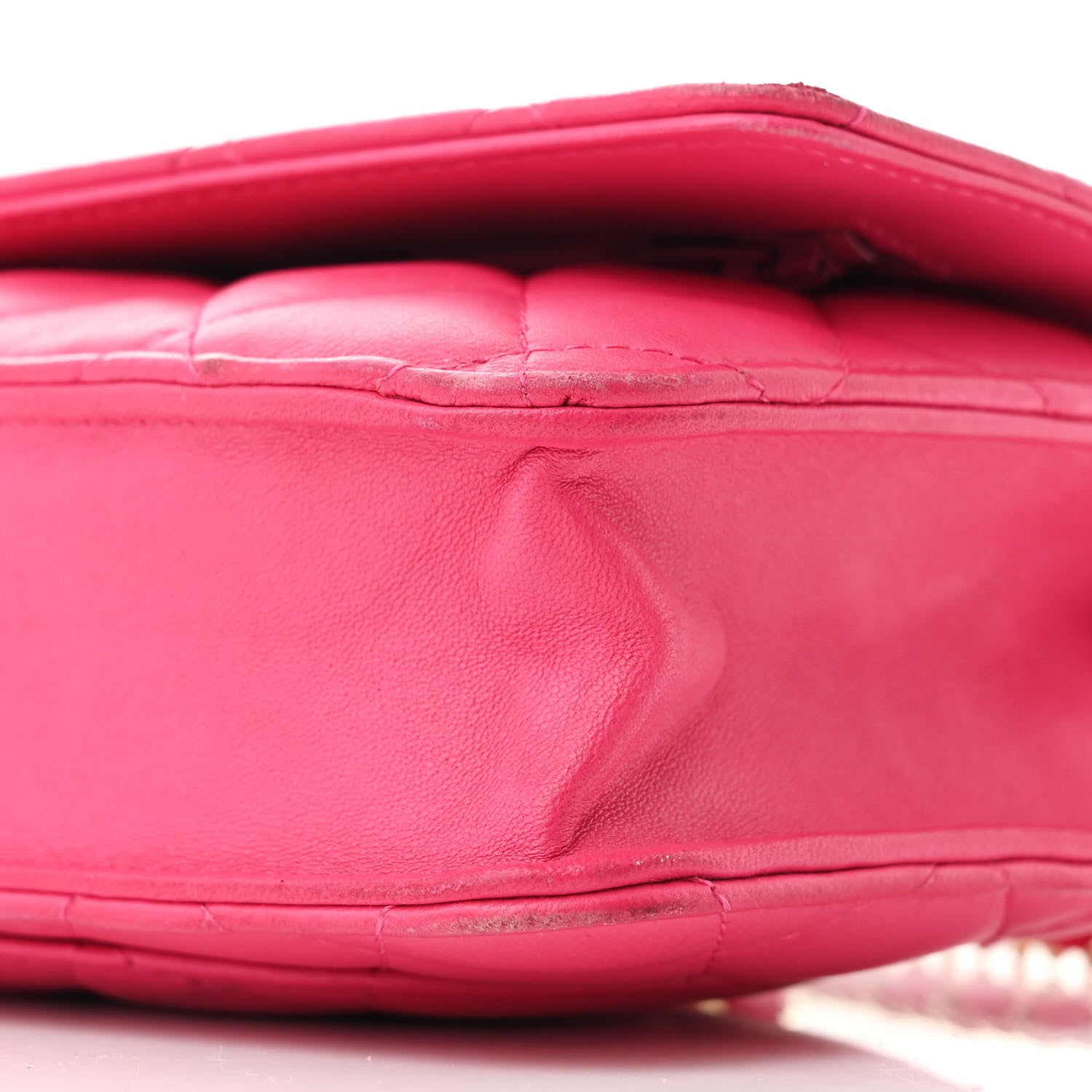 Chanel Lambskin Quilted Wallet On Chain WOC Fuchsia 11 of 17