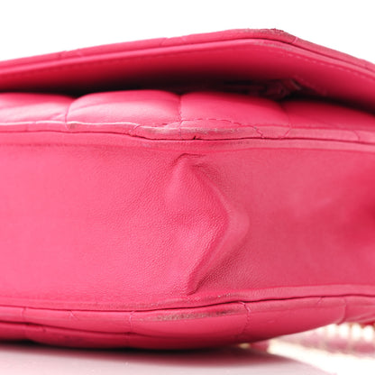 Chanel Lambskin Quilted Wallet On Chain WOC Fuchsia 11 of 17