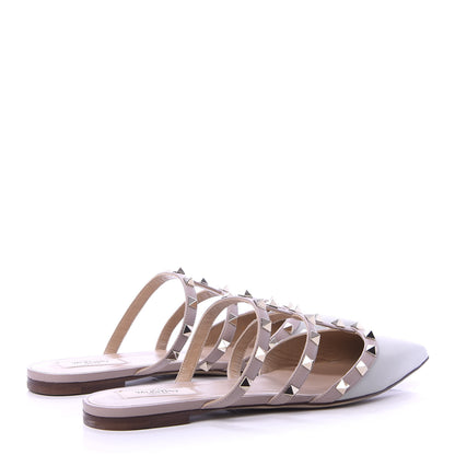 Valentino Garavani Nappa Rockstud Flat Cage Mules 39.5 Opal Grey Poudre 4 of 9