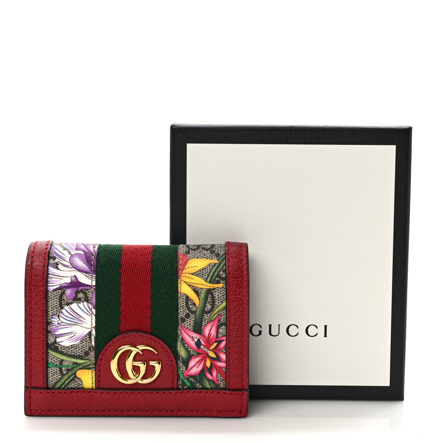 Gucci GG Supreme Monogram Flora Web Ophidia Card Case Red 8 of 8