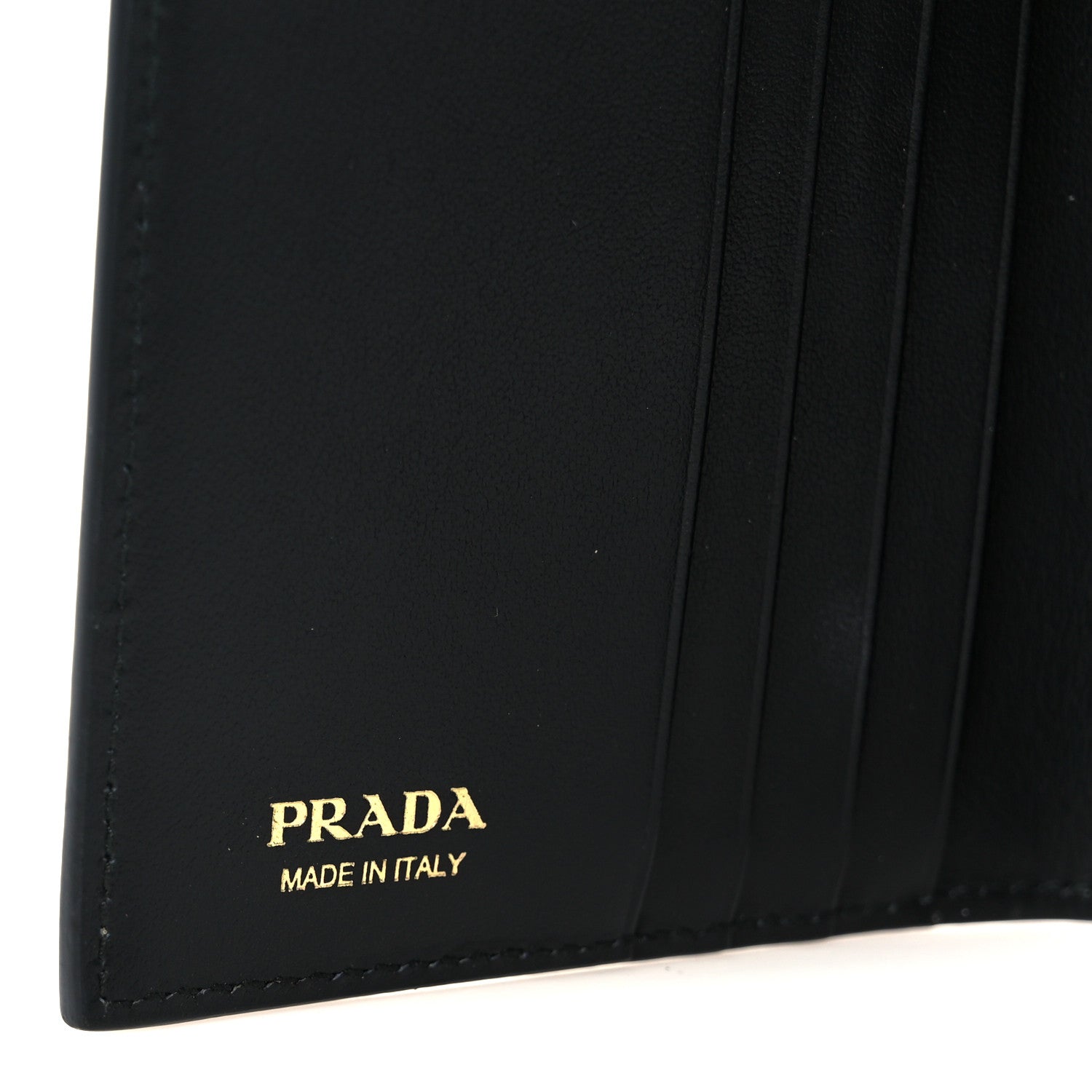 Prada Saffiano Small Triangle Bi-Fold Tab Wallet Black 7 of 8