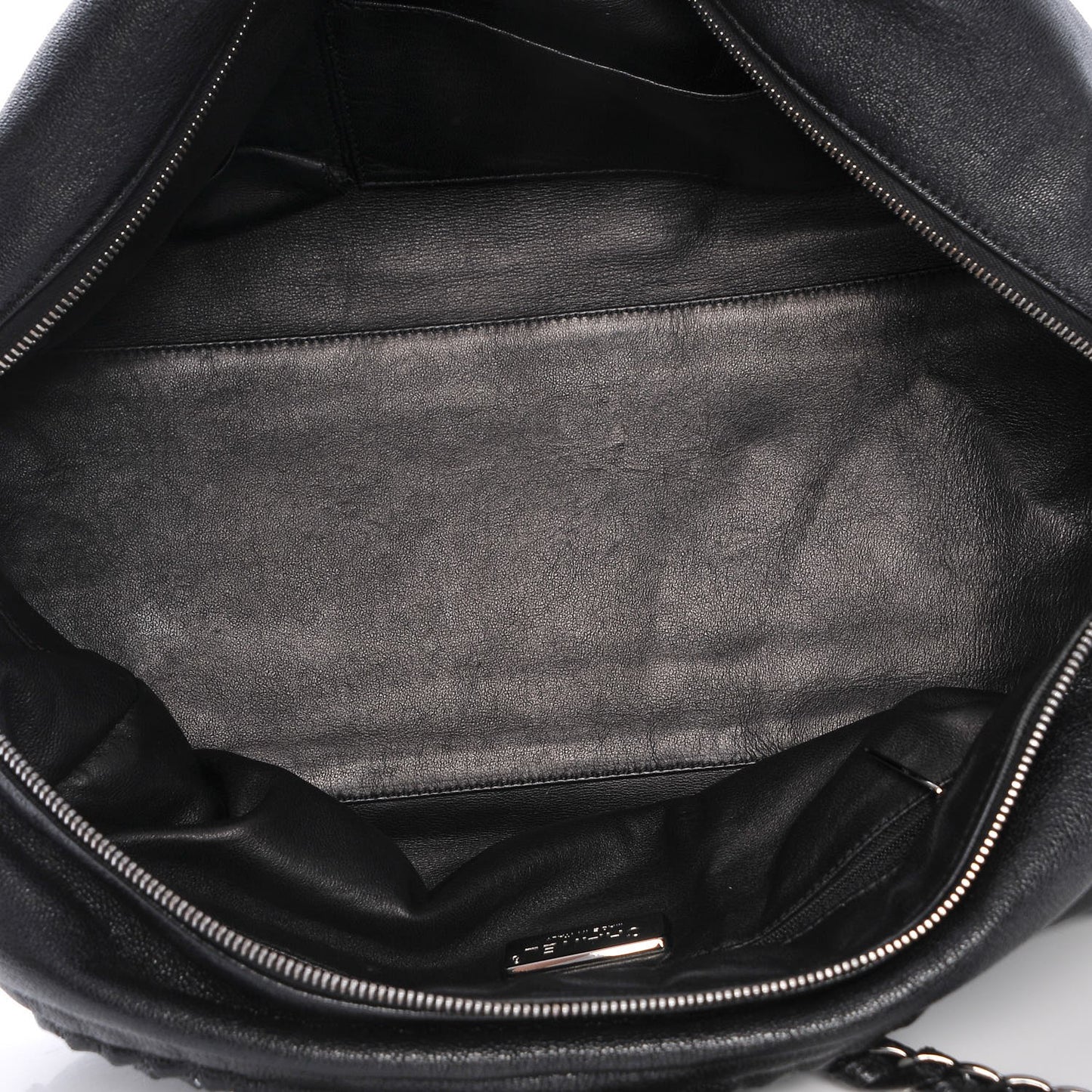 Metallic Goatskin Large Luxe Ligne Bowler Black