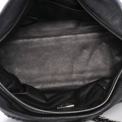 Chanel Metallic Goatskin Large Luxe Ligne Bowler Black 5 of 8