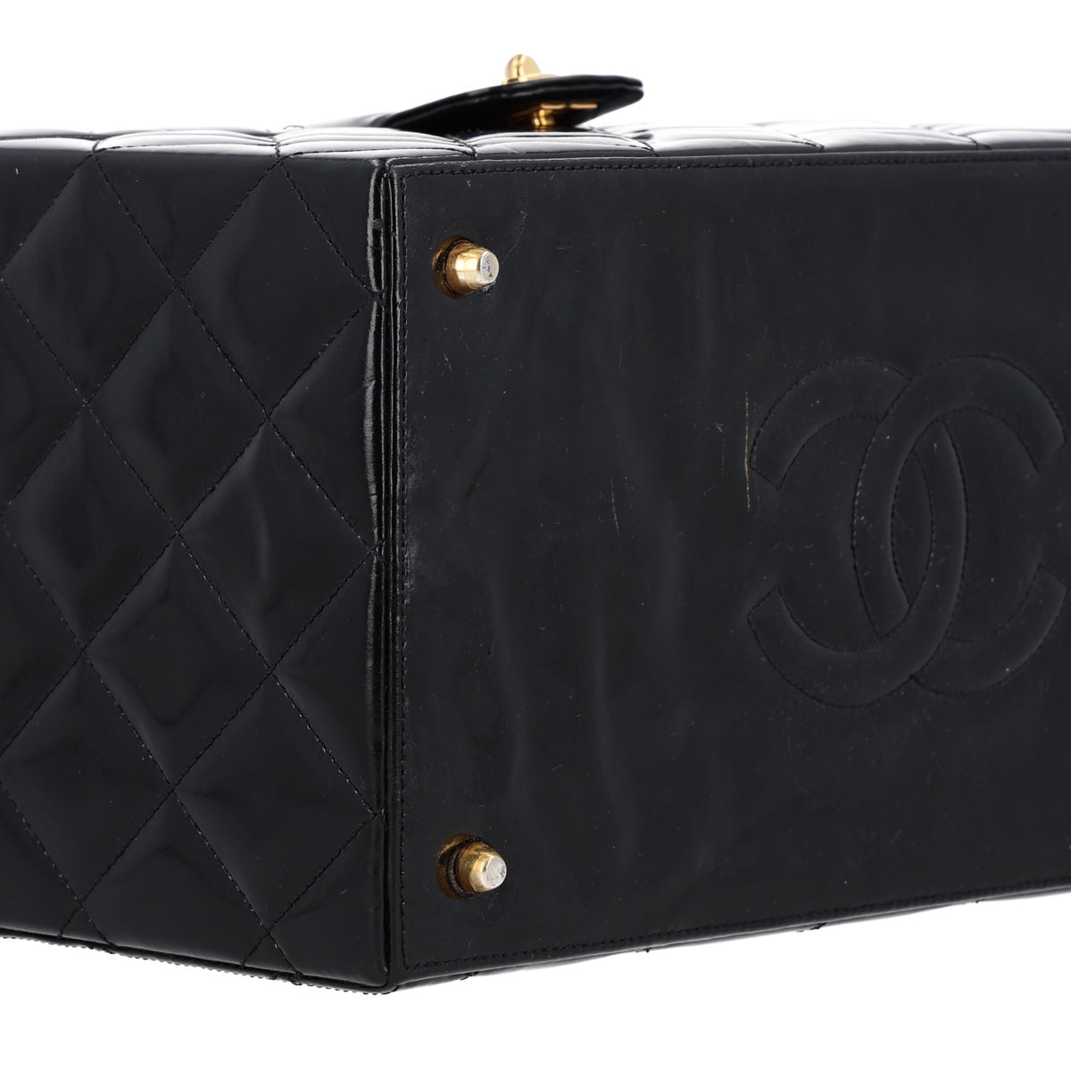 Chanel Patent Quilted Vanity Train Case Black 9 of 10