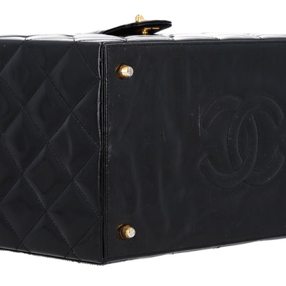 Chanel Patent Quilted Vanity Train Case Black 9 of 10