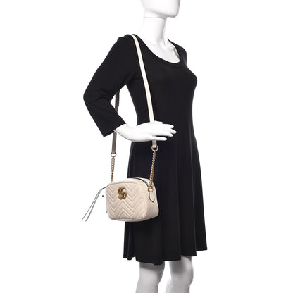 Gucci Calfskin Matelasse Small GG Marmont Chain Shoulder Bag White 2 of 10