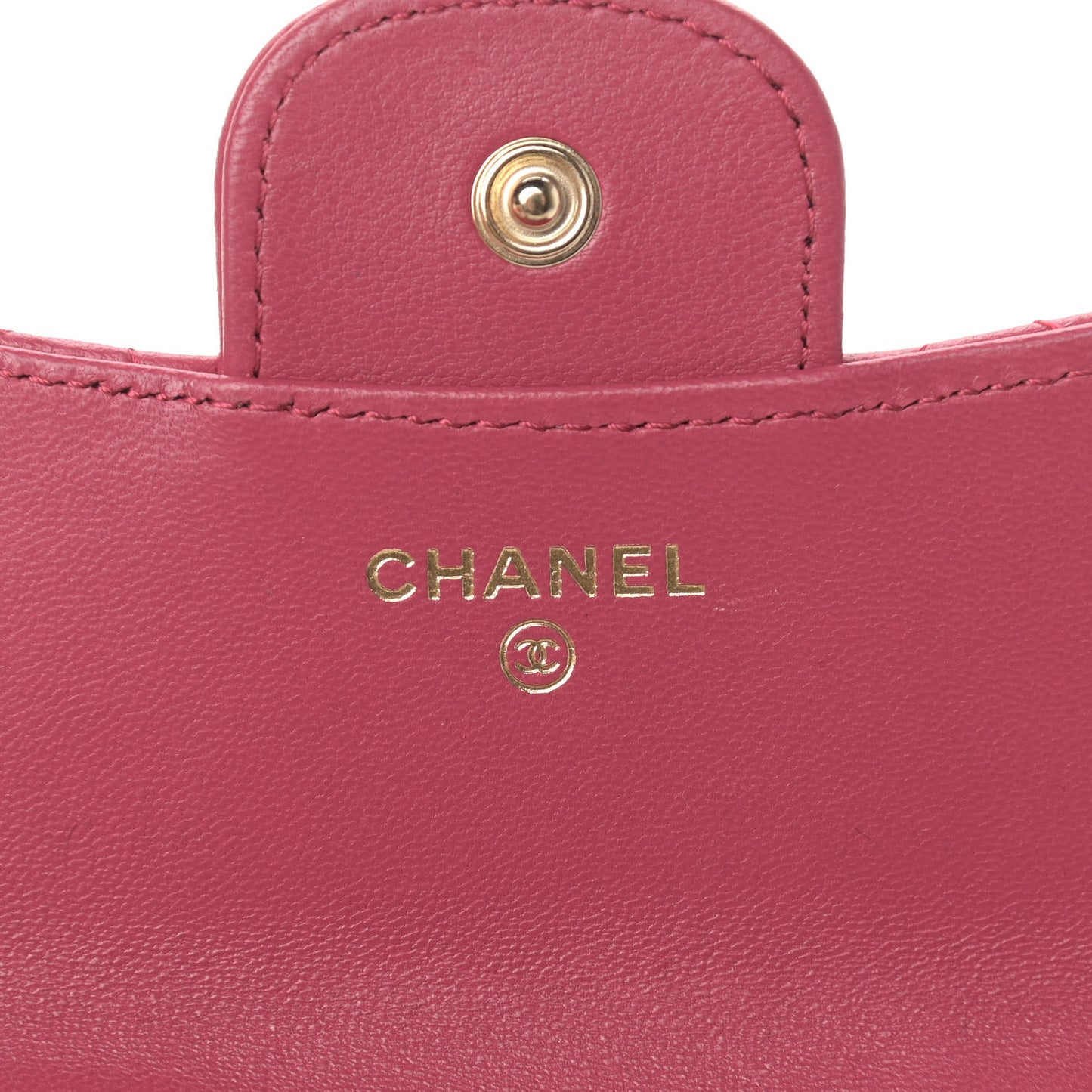 Lambskin Quilted Top Handle Flap Coin Purse With Chain Dark Pink