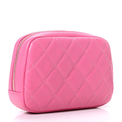 Chanel Caviar Quilted Small Curvy Pouch Cosmetic Case Pink 3 of 10