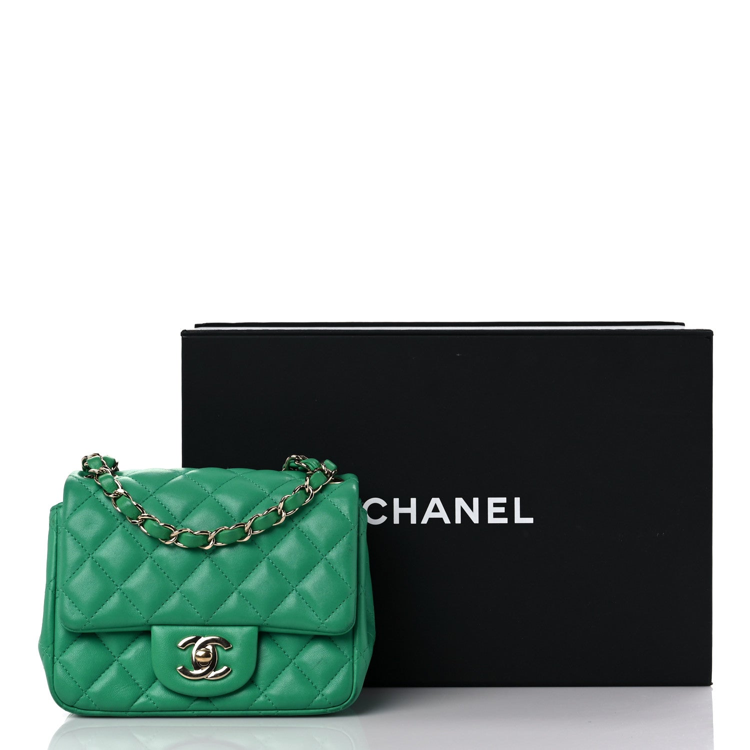 Chanel Lambskin Quilted Mini Square Flap Green 18 of 18