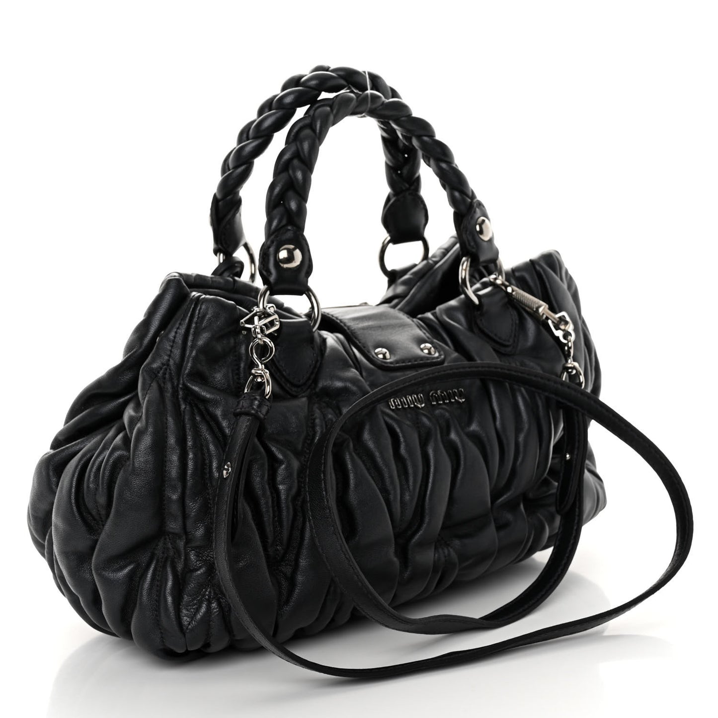 Nappa Matelasse Top Handle Satchel Black