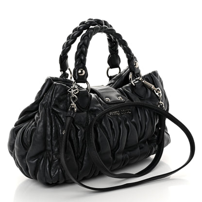 Miu Miu Nappa Matelasse Top Handle Satchel Black 3 of 9