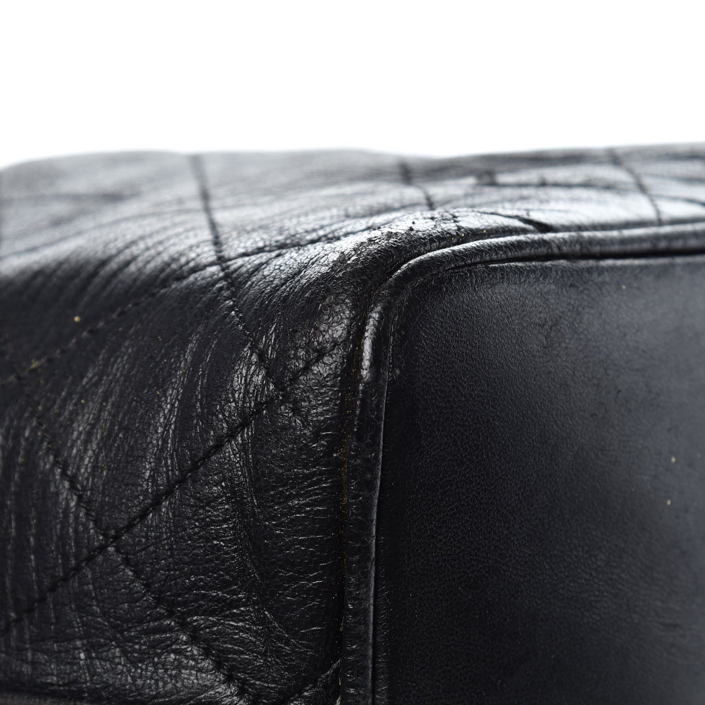 Lambskin Quilted Drawstring Bag Black