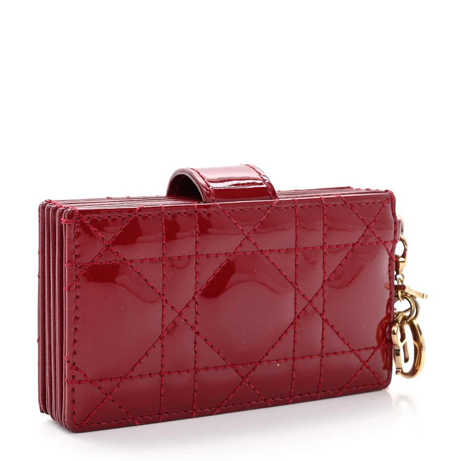Christian Dior CHRISTIAN DIOR Patent Cannage Lady Dior 5-Gusset Card Holder Scarlet 3 of 16