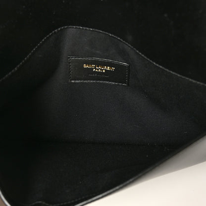 Saint Laurent Smooth Shiny Calfskin Monogram Uptown Pouch Black 5 of 7