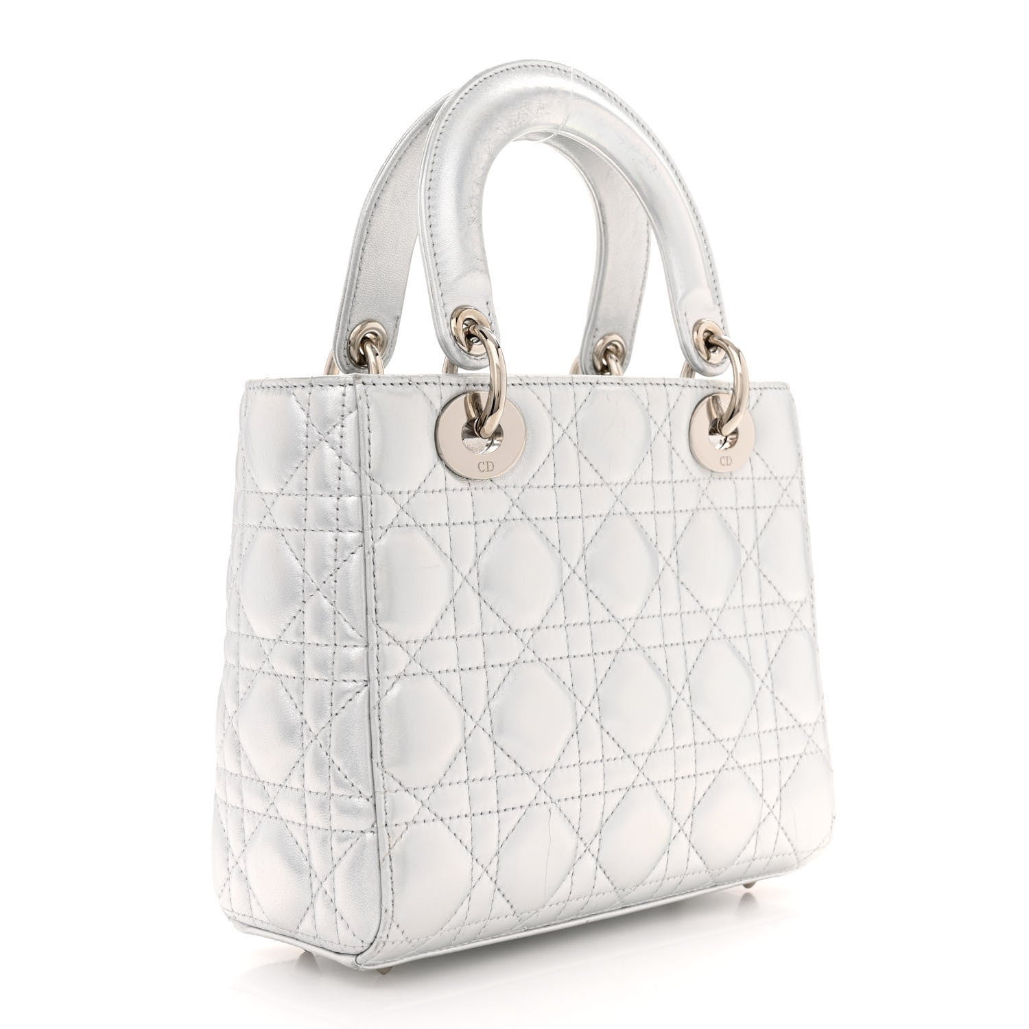 Christian Dior Metallic Lambskin Cannage Small My ABCDior Lady Dior Silver 3 of 15