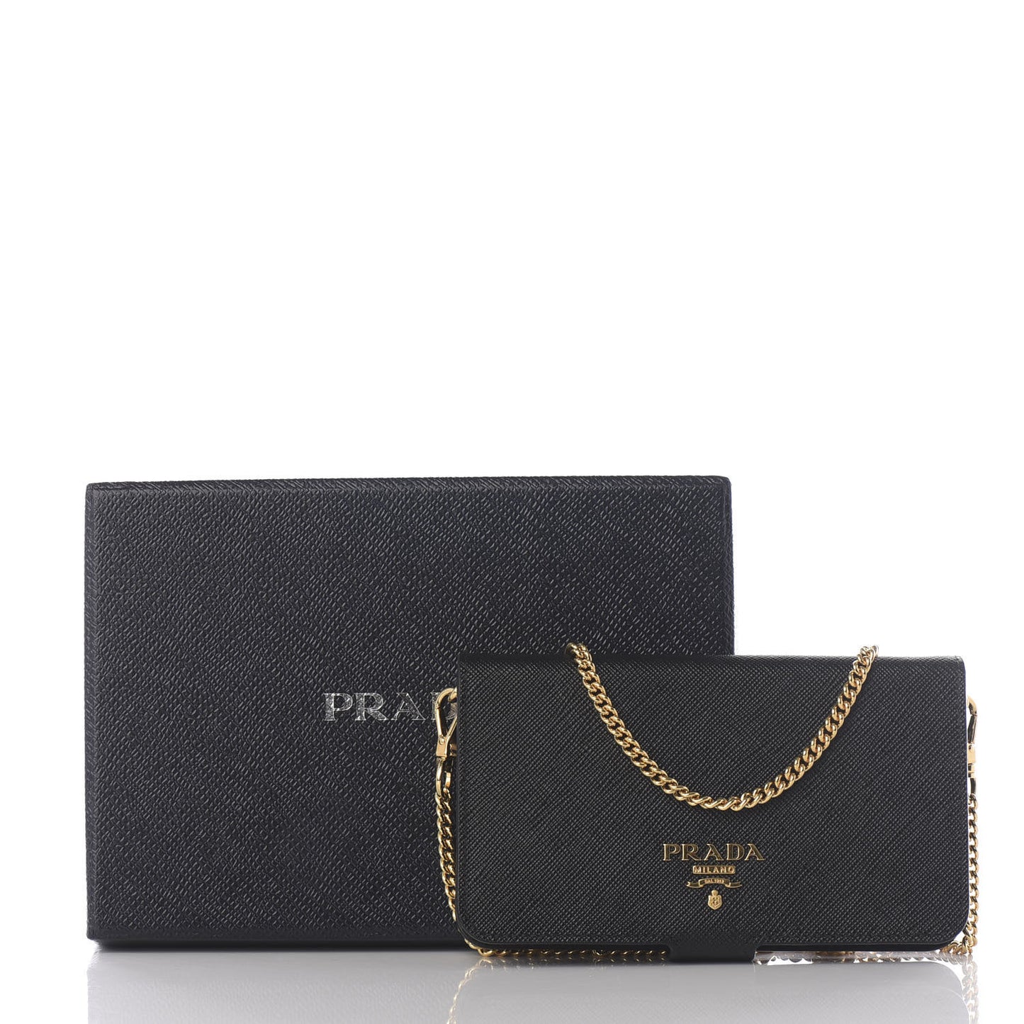 Saffiano Metal iPhone 7 Case Crossbody Wallet Black