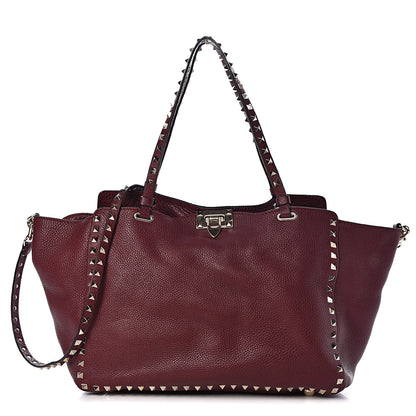 Valentino Garavani Pebbled Calfskin Medium Rockstud Tote Cremisi 1 of 14