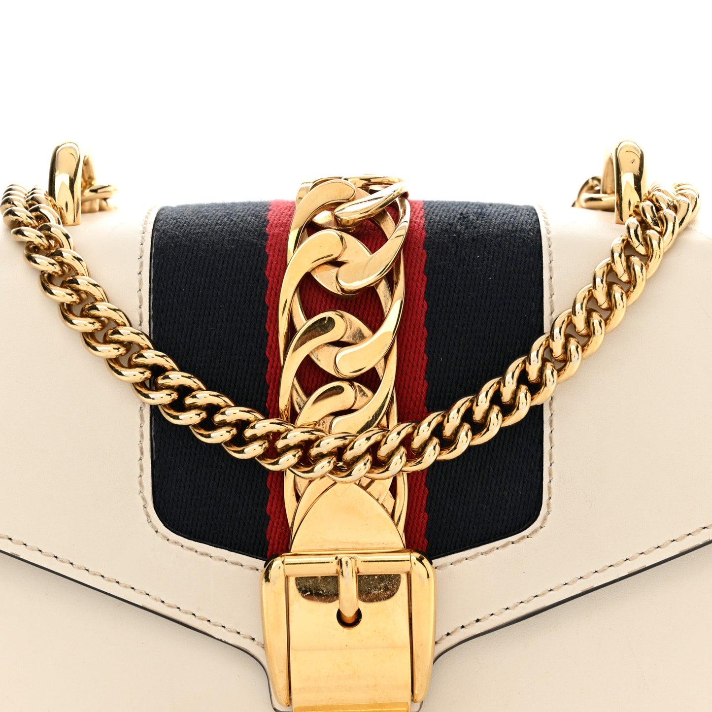 Calfskin Mini Sylvie Chain Shoulder Bag White