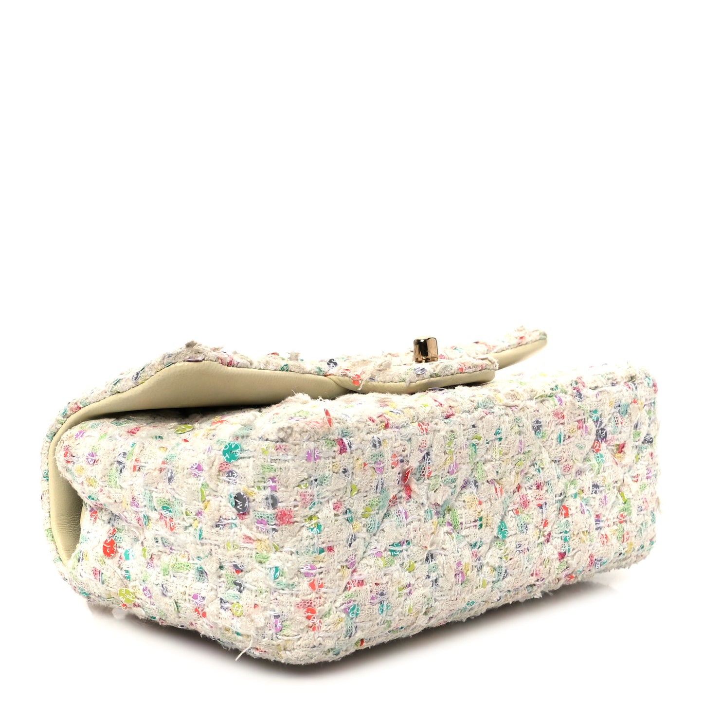 Tweed Quilted Mini Rectangular Flap Ecru Green Purple Red Yellow