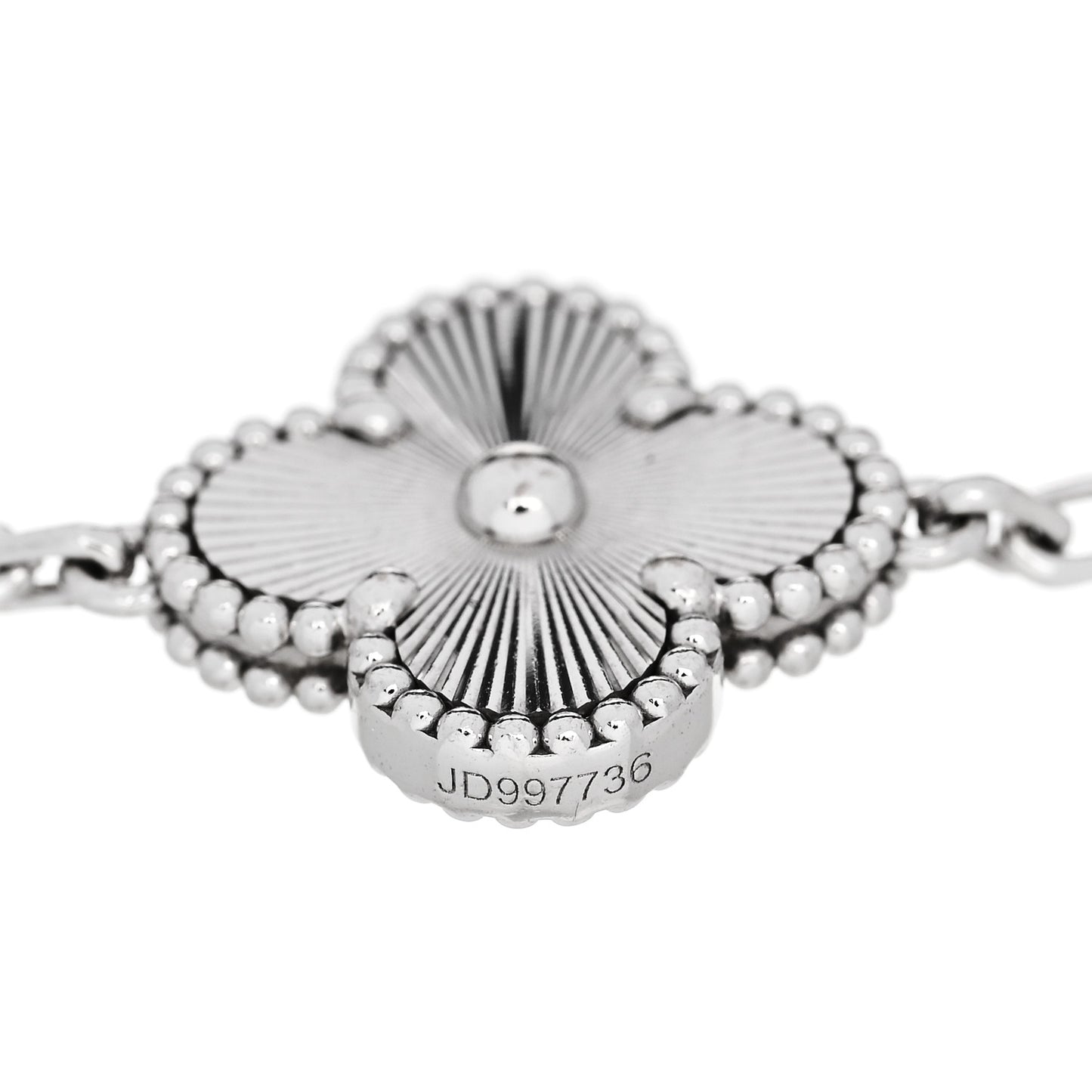 18K White Gold 5 Motifs Guilloche Vintage Alhambra Bracelet