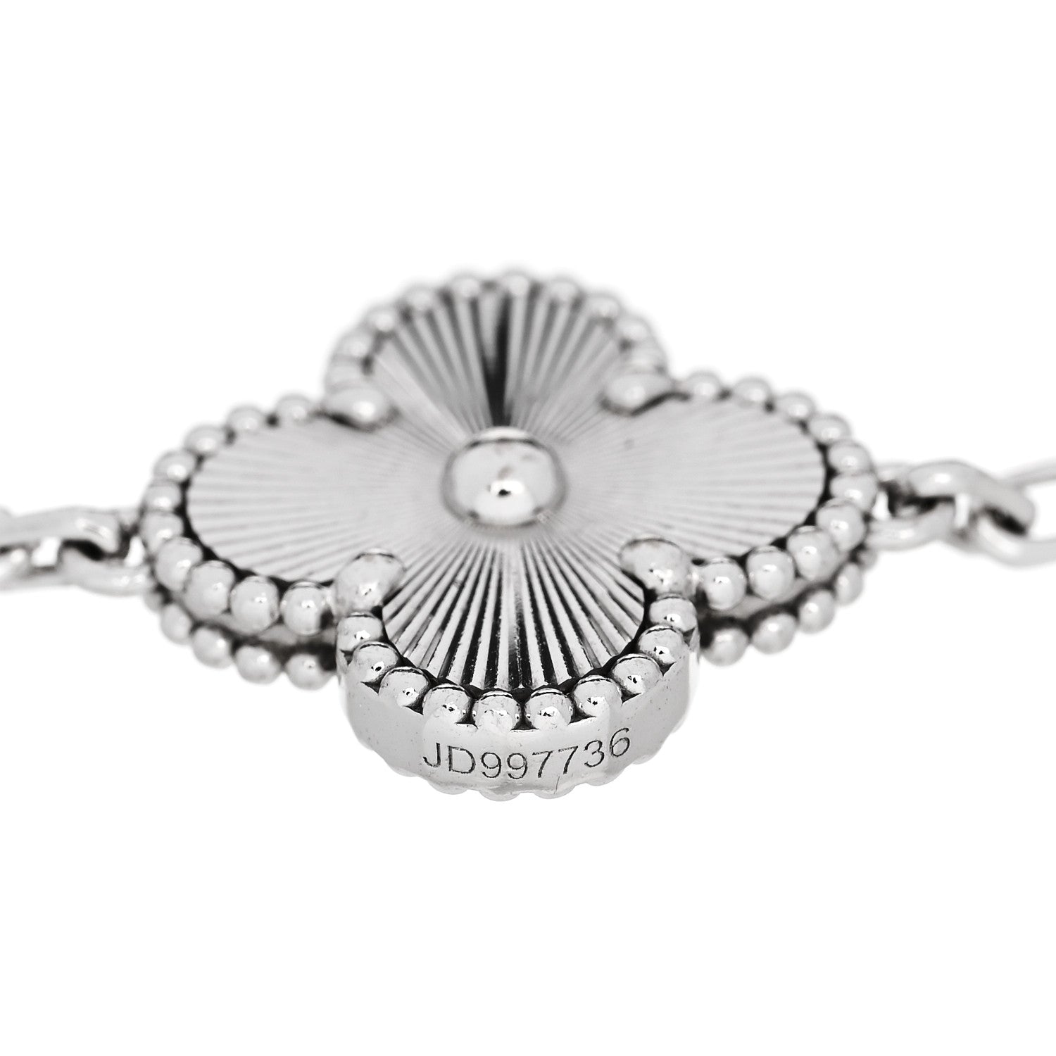 Van Cleef & Arpels 18K White Gold 5 Motifs Guilloche Vintage Alhambra Bracelet 3 of 5