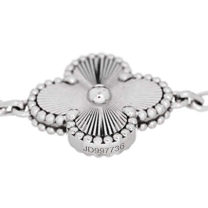 Van Cleef & Arpels 18K White Gold 5 Motifs Guilloche Vintage Alhambra Bracelet 3 of 5