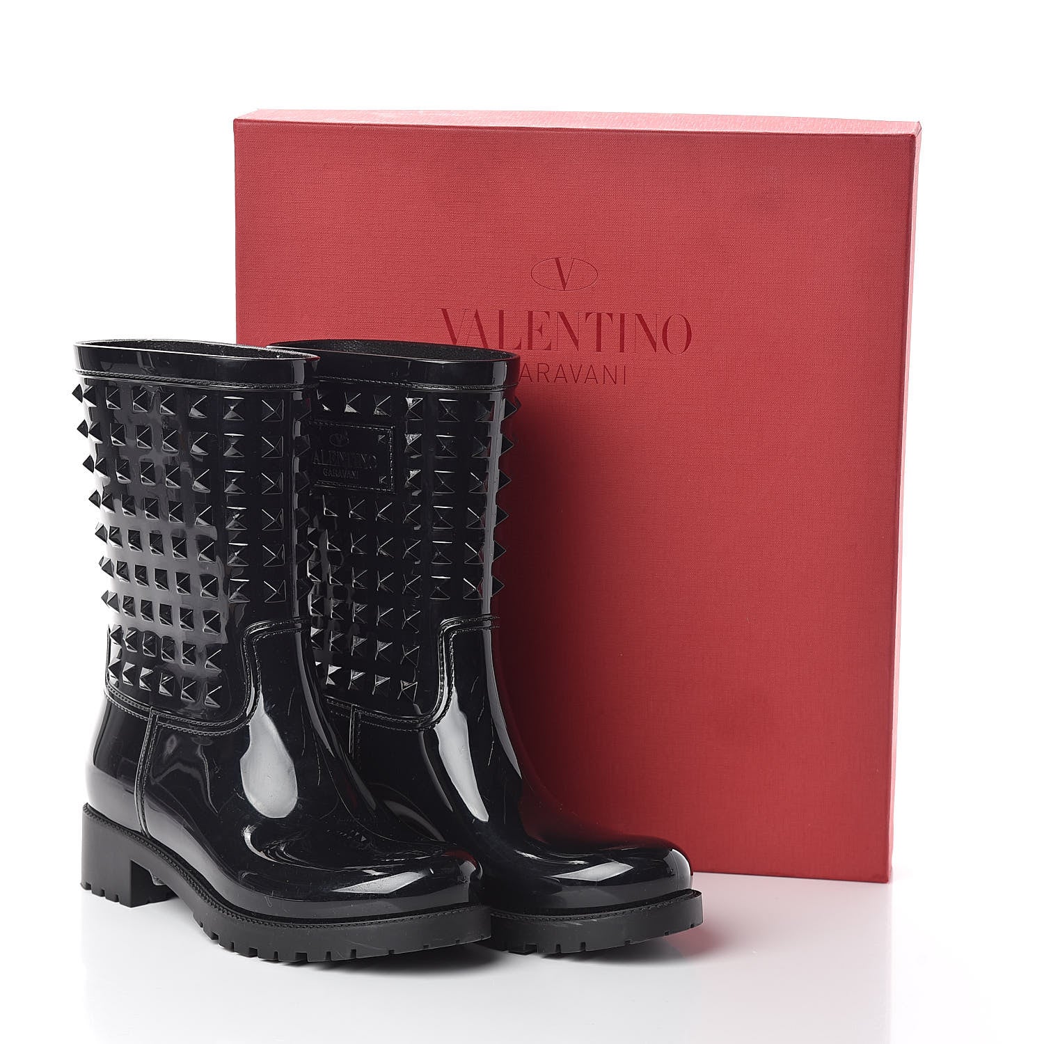 Valentino Garavani Rubber Rockstud Short Rainboots 38 Black 9 of 9