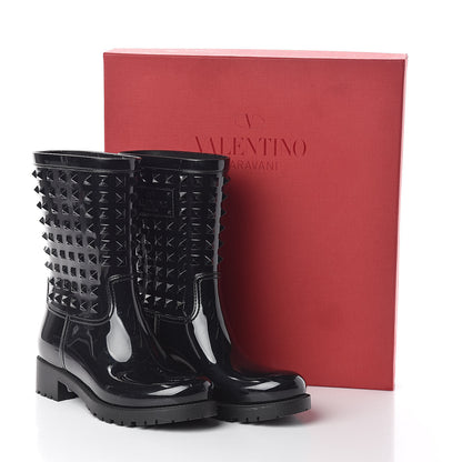 Valentino Garavani Rubber Rockstud Short Rainboots 38 Black 9 of 9