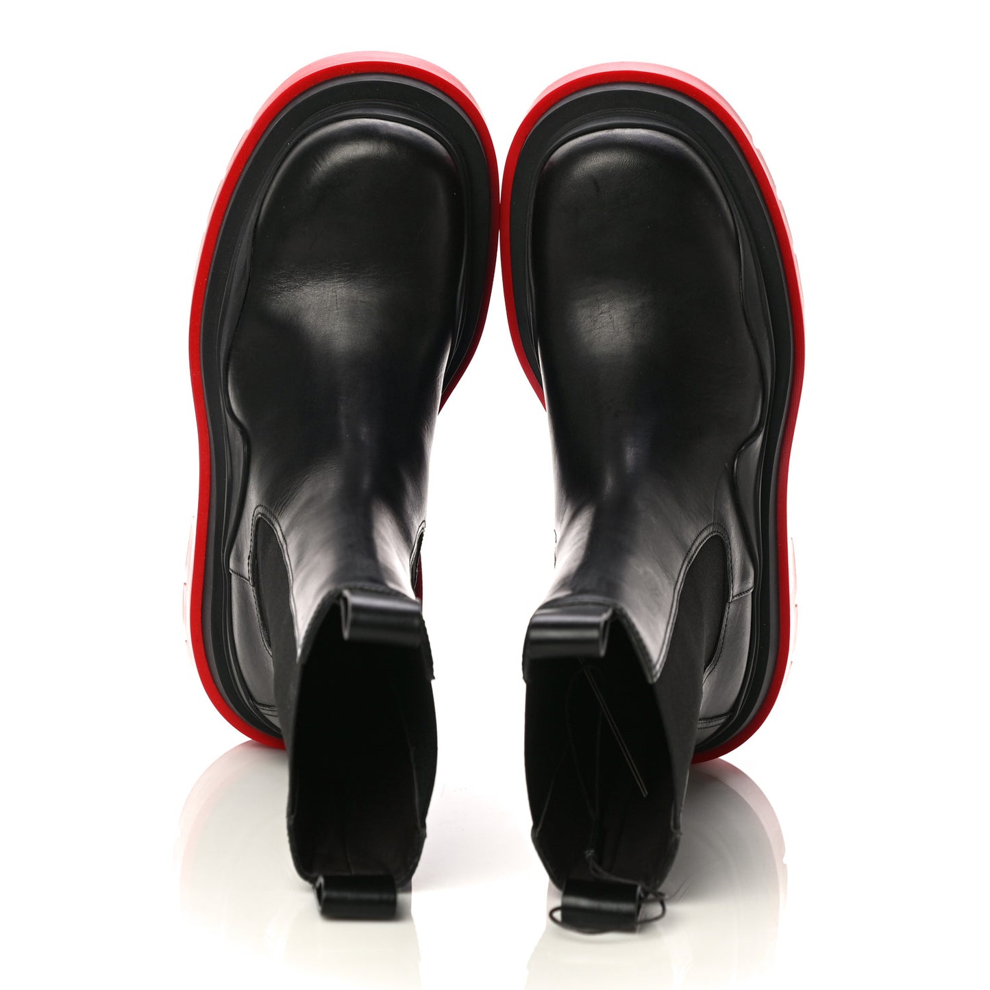Calfskin The Tire Chelsea Boots 36.5 Black Bright Red
