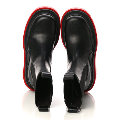 Bottega Veneta Calfskin The Tire Chelsea Boots 36.5 Black Bright Red 5 of 26