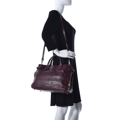 Burberry Smooth Calfskin House Check Medium Banner Tote Deep Claret 2 of 10