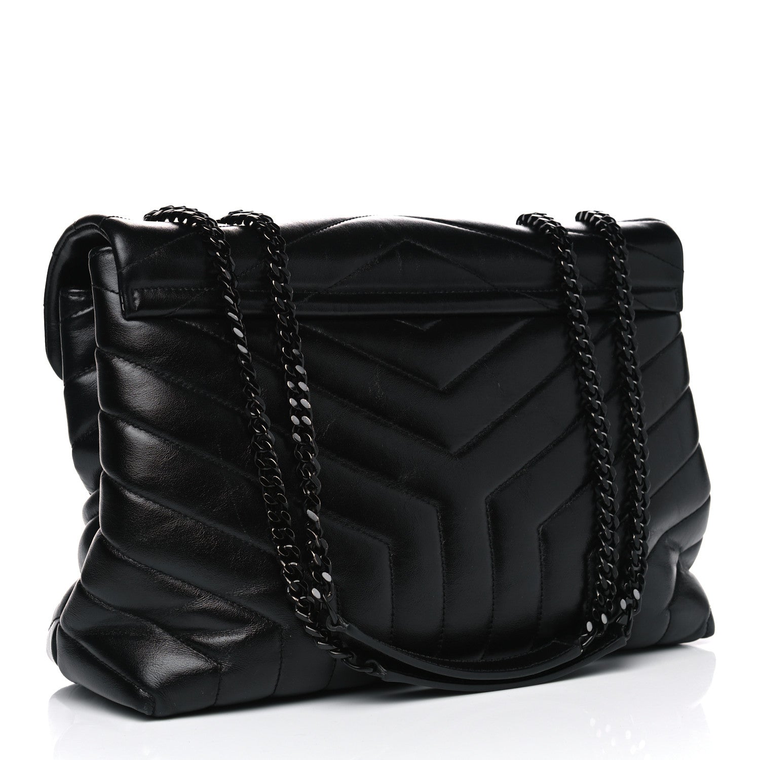 Saint Laurent Calfskin Y Quilted Monogram Medium Loulou Chain Satchel Black 2 of 10