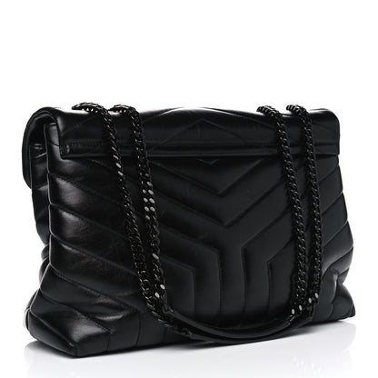 Saint Laurent Calfskin Y Quilted Monogram Medium Loulou Chain Satchel Black 2 of 10