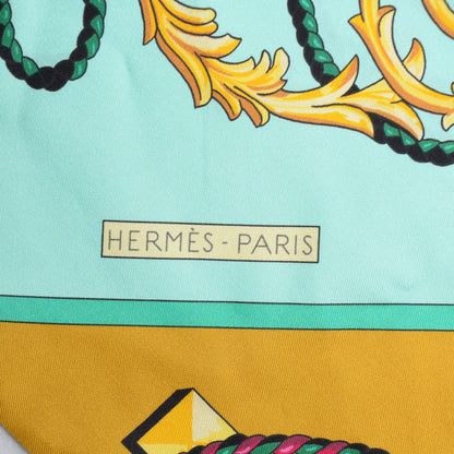 Hermes Silk Les Cles Maxi Twilly Curry Vert D'eau Marine 4 of 4